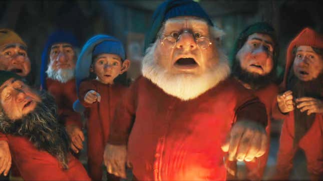A screenshot shows the new dwarfs as seen in Snow White's trailer.